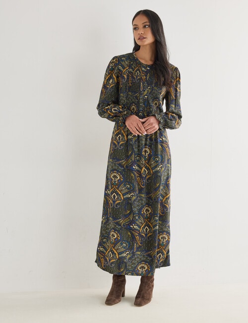 Whistle Long Sleeve Shirred Midi Dress, Vintage Paisley product photo View 06 L