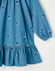 Mac & Ellie Long Sleeve Embroidery Floral Chambray Dress, Mid Blue product photo View 02 S