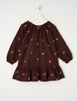Mac & Ellie Long Sleeve Embroidery Floral Cord Dress, Chocolate product photo