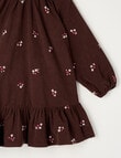 Mac & Ellie Long Sleeve Embroidery Floral Cord Dress, Chocolate product photo View 02 S