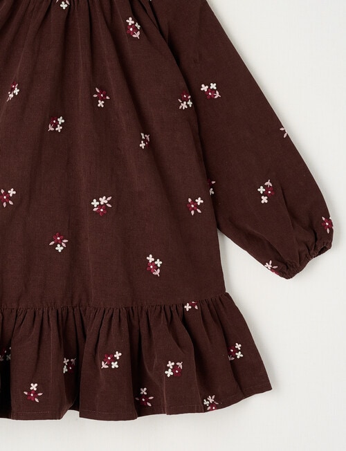 Mac & Ellie Long Sleeve Embroidery Floral Cord Dress, Chocolate product photo View 02 L