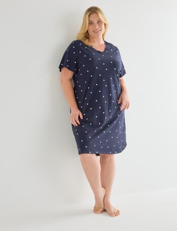 Studio Curve Sleep T-Shirt Nightie, Navy Spot product photo