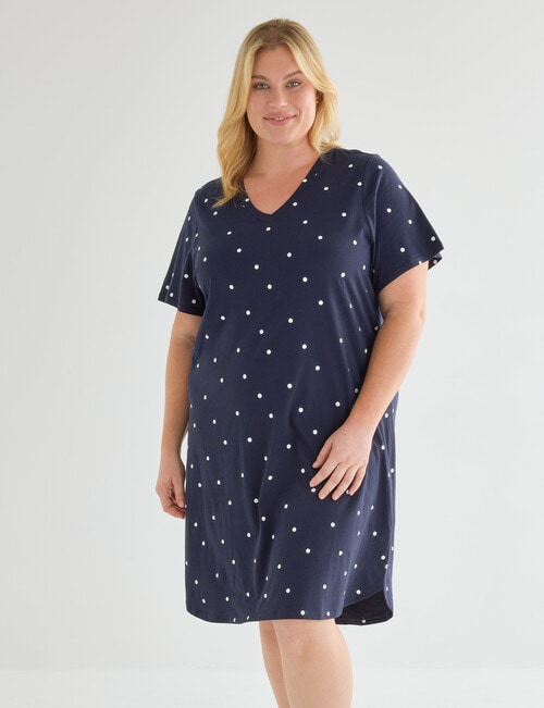 Studio Curve Sleep T-Shirt Nightie, Navy Spot product photo View 03 L