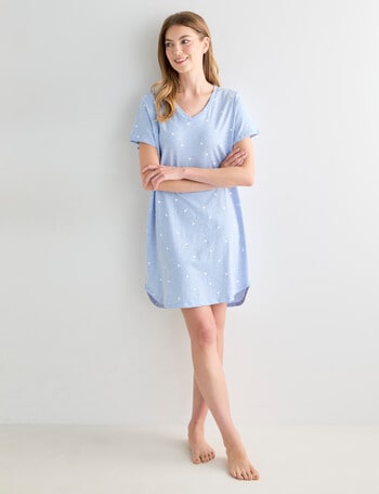 Zest Sleep Spot T-Shirt Nightie, Blue Marle, 8-18 product photo