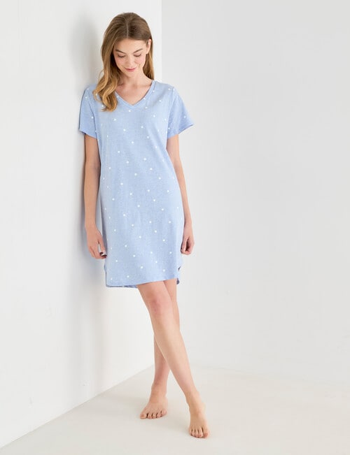 Zest Sleep Spot T-Shirt Nightie, Blue Marle, 8-18 product photo View 03 L