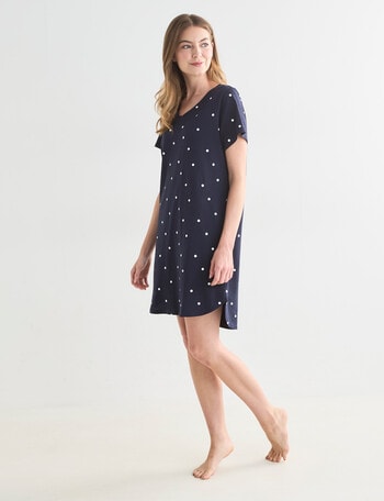 Zest Sleep Spot T-Shirt Nightie, Navy, 8-18 product photo