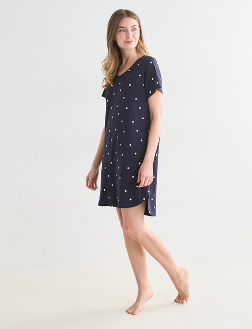Zest Sleep Spot T-Shirt Nightie, Navy, 8-18 product photo