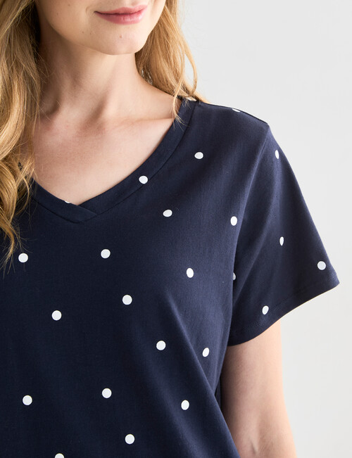 Zest Sleep Spot T-Shirt Nightie, Navy, 8-18 product photo View 04 L