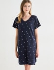 Zest Sleep Spot T-Shirt Nightie, Navy, 8-18 product photo View 05 S