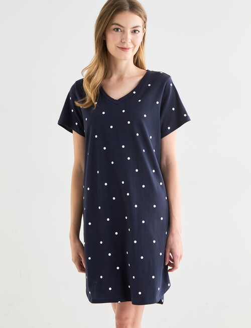 Zest Sleep Spot T-Shirt Nightie, Navy, 8-18 product photo View 05 L