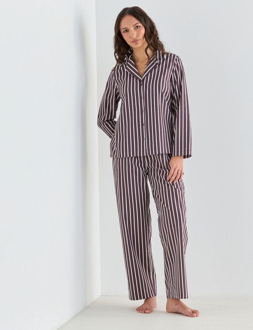 Mineral Sleep PJ Set, Espresso Stripe product photo View 03 L