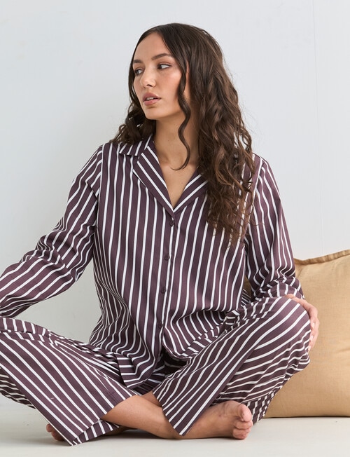Mineral Sleep PJ Set, Espresso Stripe product photo View 05 L