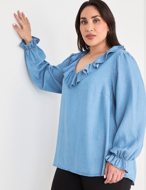 Studio Curve Chambray Top, Denim product photo View 05 L