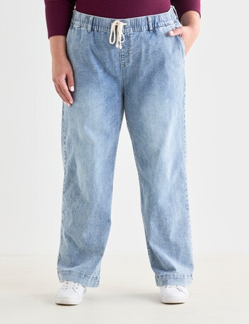 Denim Republic Curve Elastic Waist Weekend Jean, Light Wash product photo