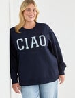 Denim Republic Curve Applique Crew Sweat, Navy product photo