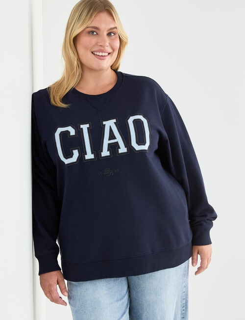 Denim Republic Curve Applique Crew Sweat, Navy product photo