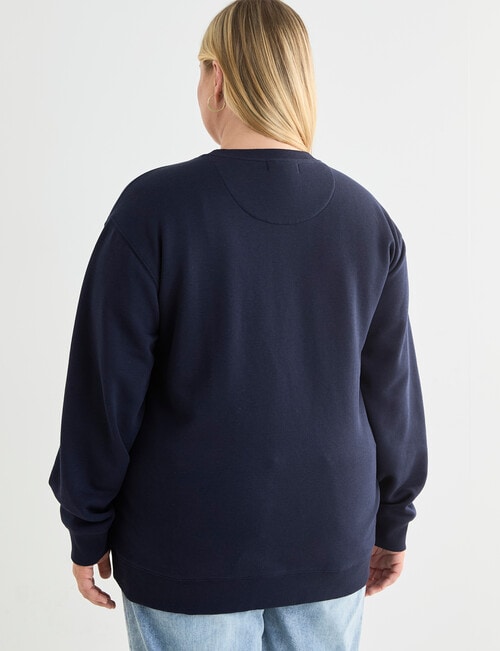 Denim Republic Curve Applique Crew Sweat, Navy product photo View 02 L