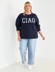 Denim Republic Curve Applique Crew Sweat, Navy product photo View 03 S