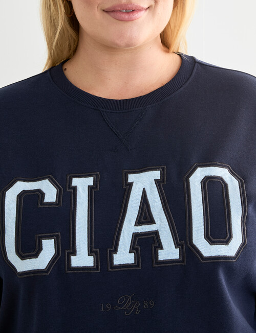 Denim Republic Curve Applique Crew Sweat, Navy product photo View 04 L