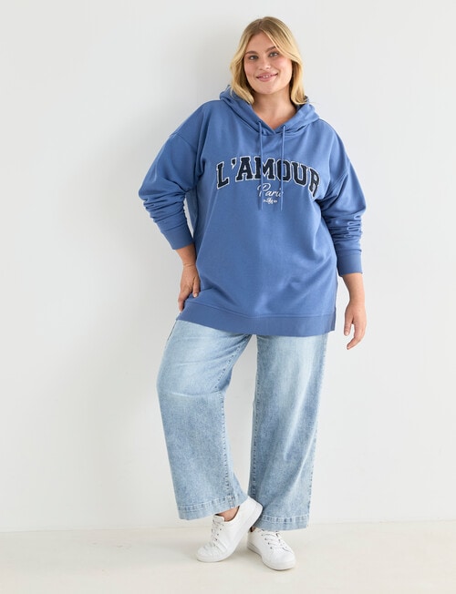 Denim Republic Curve L'Amour Applique Hoodie, Denim product photo View 03 L