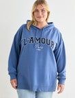 Denim Republic Curve L'Amour Applique Hoodie, Denim product photo View 05 S