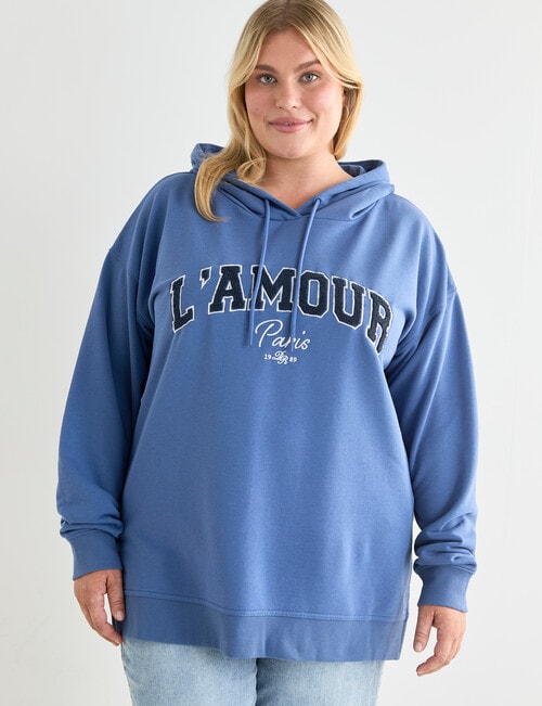 Denim Republic Curve L'Amour Applique Hoodie, Denim product photo View 05 L
