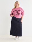 Denim Republic Curve Amour Paris Applique Crew Sweat, Rose Pink product photo View 03 S
