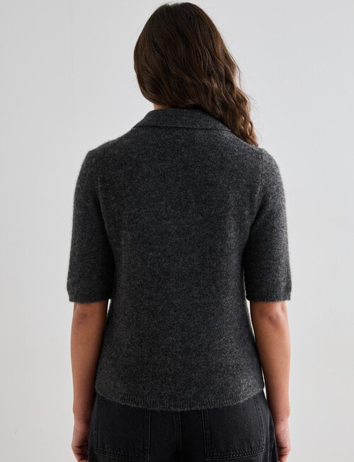 Mineral Polo Alpaca Blend Tee, Charcoal product photo View 02 L