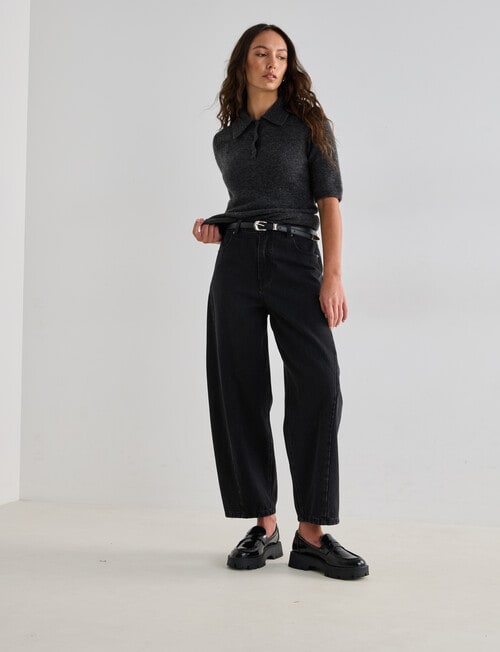 Mineral Polo Alpaca Blend Tee, Charcoal product photo View 03 L