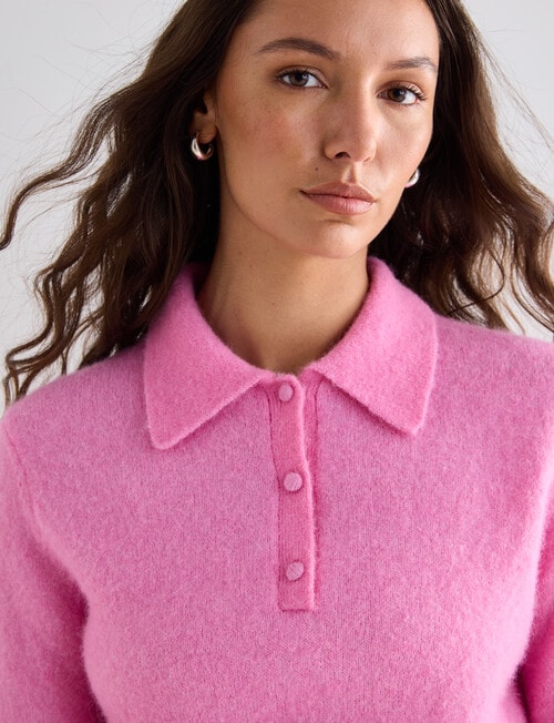 Mineral Polo Alpaca Blend Tee, Candy Pink product photo View 05 L