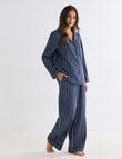 Whistle Sleep Long Sleeve Cotton PJ Set, Navy Stripe product photo