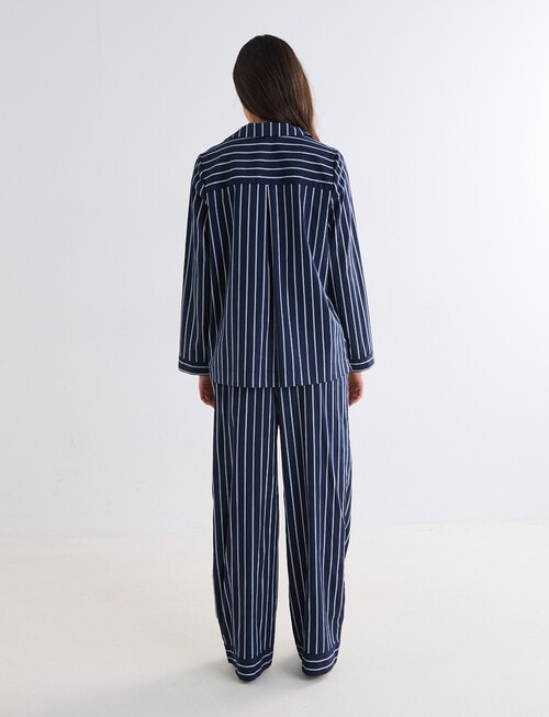 Whistle Sleep Long Sleeve Cotton PJ Set, Navy Stripe product photo View 02 L