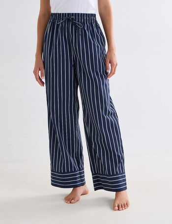 Whistle Sleep Cotton Straight Leg Pant, Navy Stripe product photo