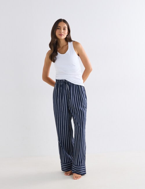 Whistle Sleep Cotton Straight Leg Pant, Navy Stripe product photo View 03 L