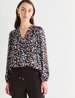 Oliver Black Abstract Spot V-Neck Top, Navy product photo