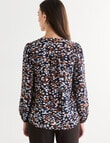 Oliver Black Abstract Spot V-Neck Top, Navy product photo View 02 S
