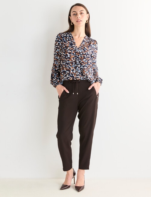 Oliver Black Abstract Spot V-Neck Top, Navy product photo View 03 L