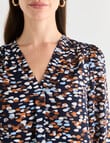 Oliver Black Abstract Spot V-Neck Top, Navy product photo View 06 S