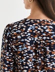 Oliver Black Abstract Spot V-Neck Top, Navy product photo View 07 S