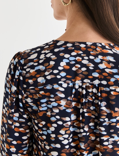 Oliver Black Abstract Spot V-Neck Top, Navy product photo View 07 L