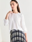 Oliver Black Three Quarter Sleeve Detail Top, Ivory product photo