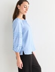 Oliver Black Three Quarter Sleeve Detail Top, Light Blue product photo