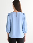 Oliver Black Three Quarter Sleeve Detail Top, Light Blue product photo View 02 S