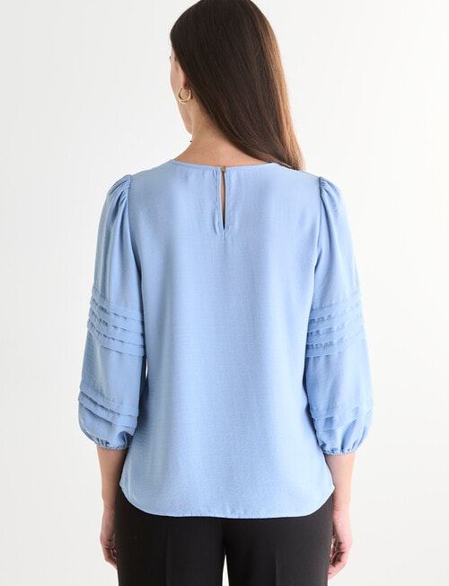 Oliver Black Three Quarter Sleeve Detail Top, Light Blue product photo View 02 L