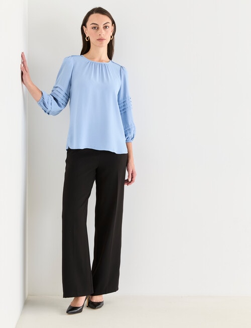 Oliver Black Three Quarter Sleeve Detail Top, Light Blue product photo View 03 L