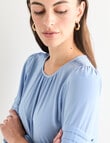 Oliver Black Three Quarter Sleeve Detail Top, Light Blue product photo View 04 S