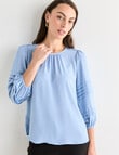Oliver Black Three Quarter Sleeve Detail Top, Light Blue product photo View 07 S