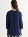 Oliver Black V-Neck Shirred Satin Top, Ink product photo View 02 S