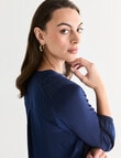 Oliver Black V-Neck Shirred Satin Top, Ink product photo View 04 S