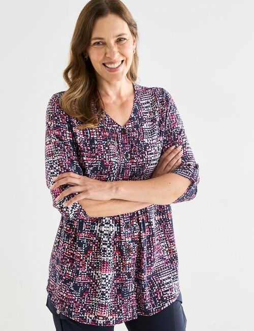Line 7 Bounty Pintuck Top, Pink Pattern product photo